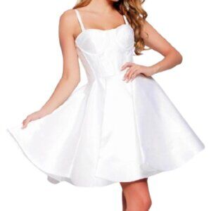 NWT Jovani 09464 Satin Homecoming Dress Ivory Size 00